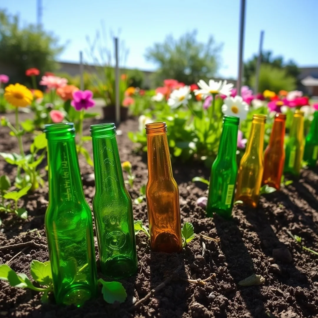 Upcycled Bottle Borders - 17 DIY Flower Bed Border Ideas for Garden Edging Style
