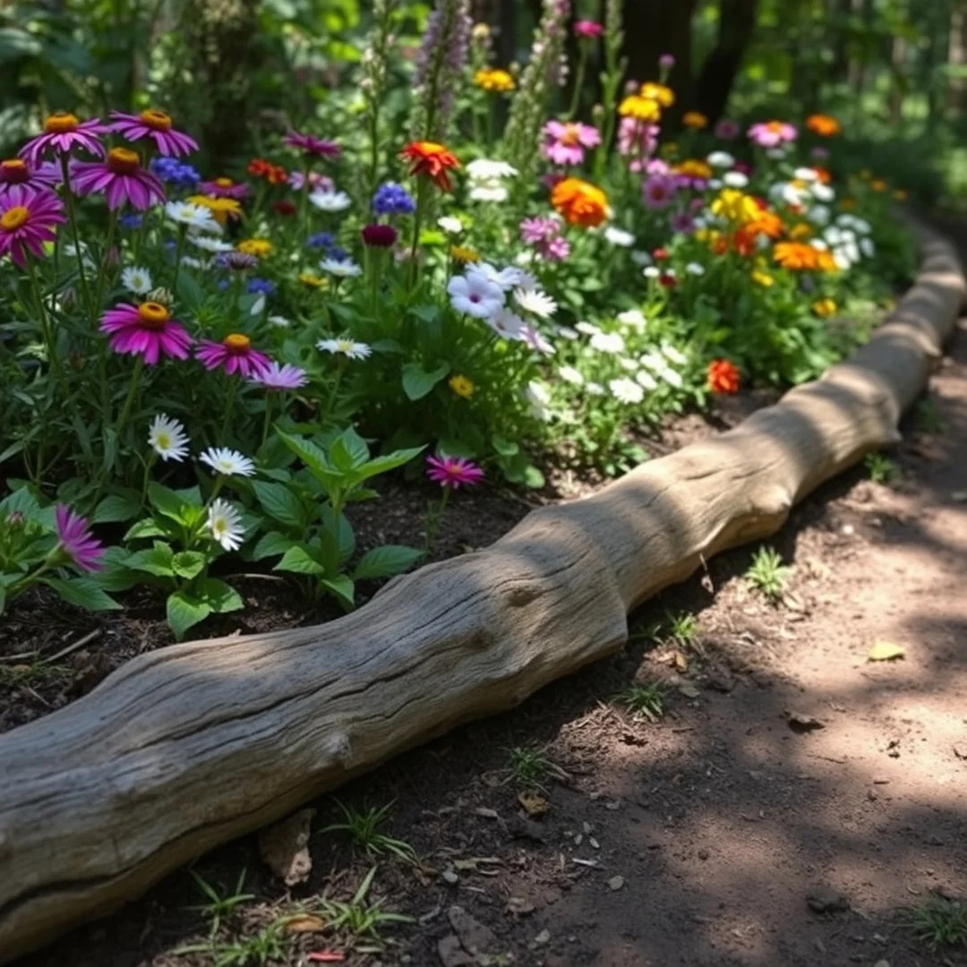 Natural Log Borders - 17 DIY Flower Bed Border Ideas for Garden Edging Style