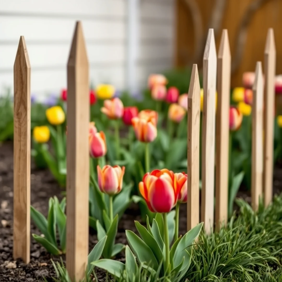 Wooden Stake Fencing - 17 DIY Flower Bed Border Ideas for Garden Edging Style