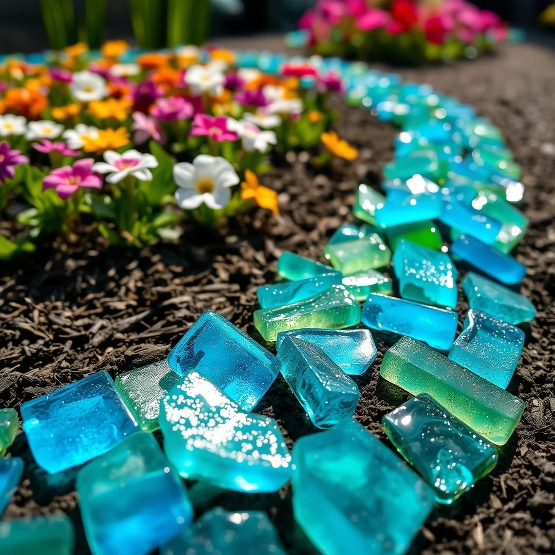 Recycled Glass Edging - 17 DIY Flower Bed Border Ideas for Garden Edging Style
