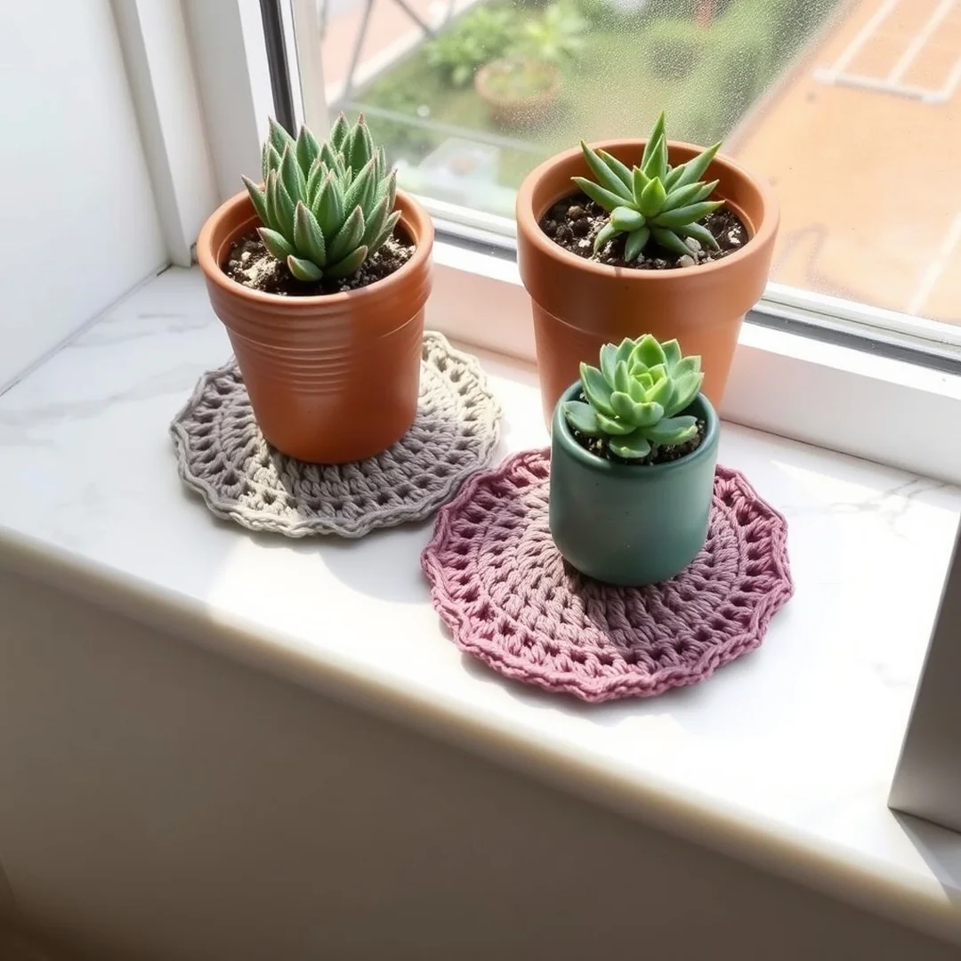 Simple Plant Coasters - 17 Easy Crochet Ideas for Beginners Simple and Creative