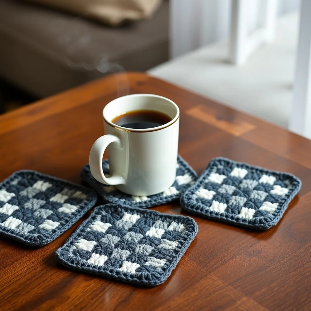 Checkered Coaster Set - 17 Easy Pixel Crochet Patterns for Beginners Creative Fun
