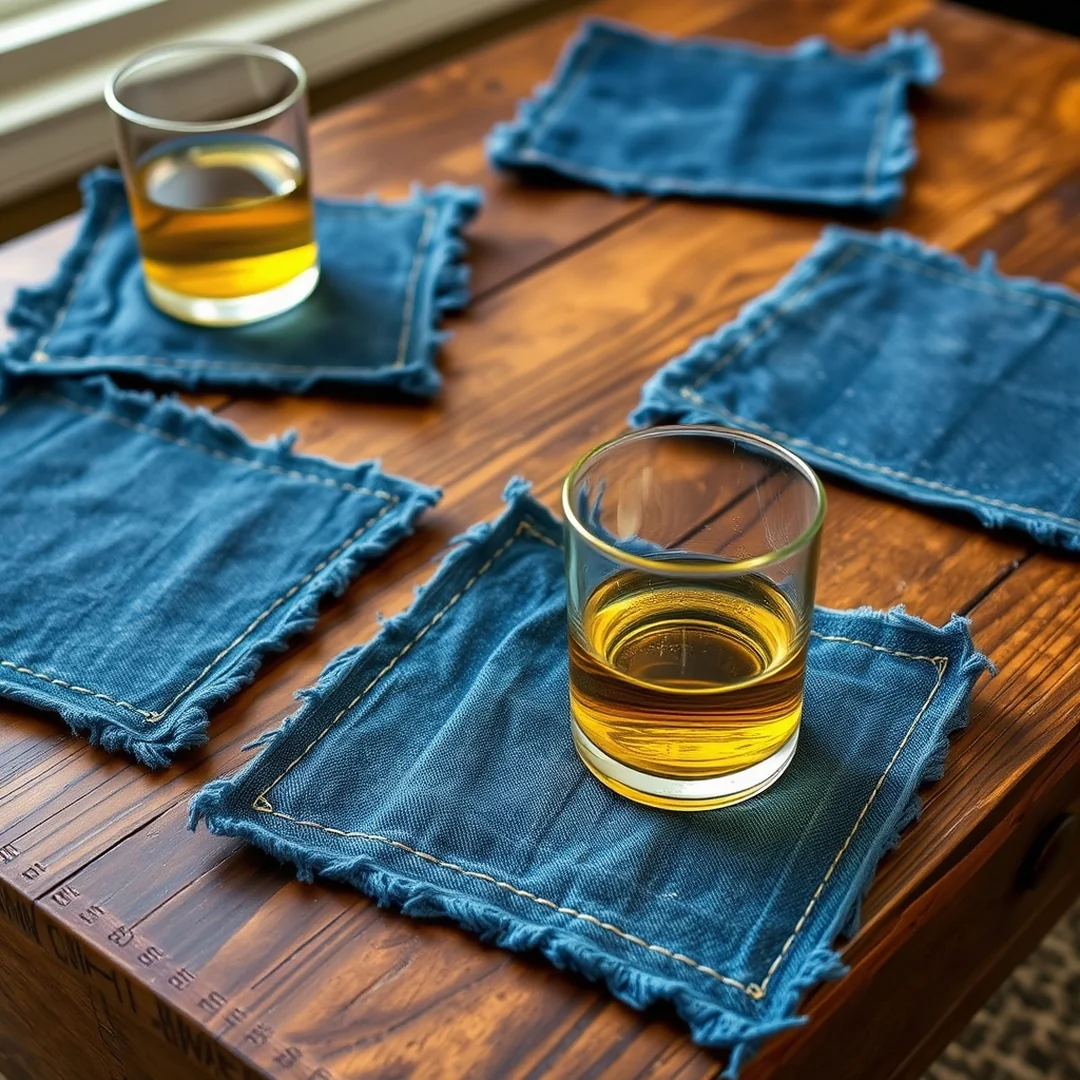 Upcycled Denim Coasters - 17 Easy Sewing Projects That Look Cute and Useful Ideas