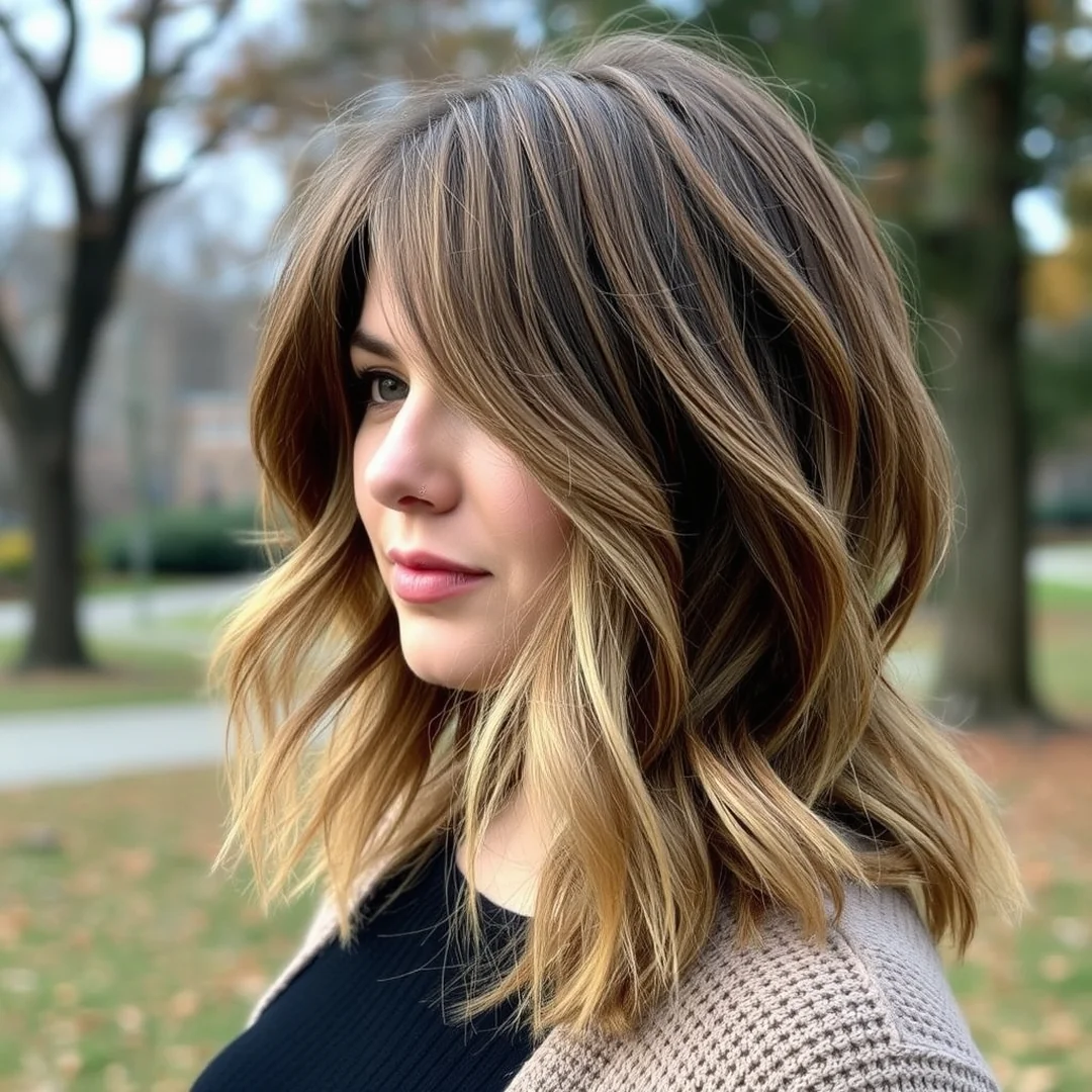 Textured Mid-Length Curtain Bangs - 17 Face Framing Curtain Bangs Wavy Hair Layered Styles