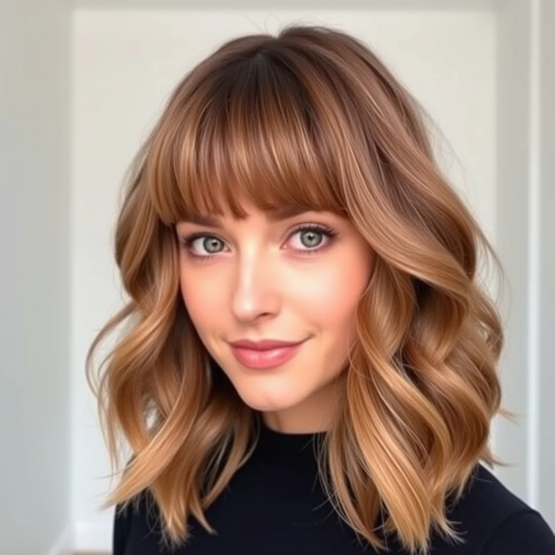 Center-Parted Wavy Curtain Bangs - 17 Face Framing Curtain Bangs Wavy Hair Layered Styles