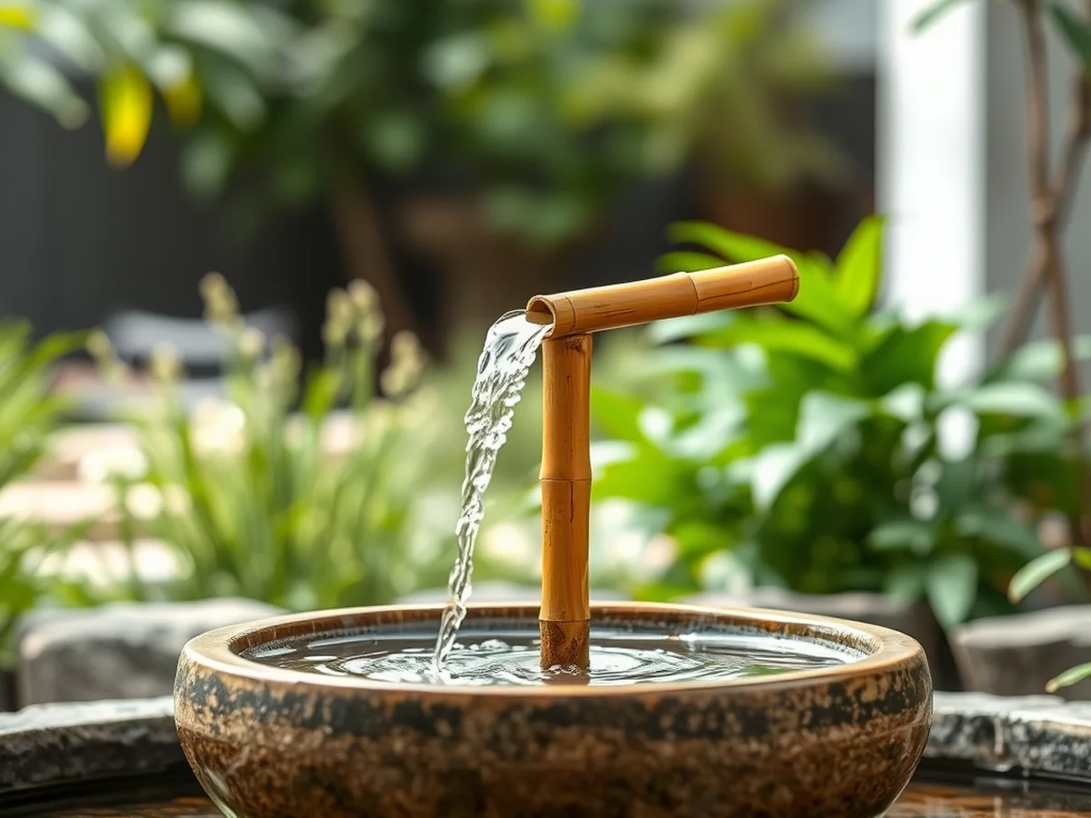 Bamboo Pipe Feature - 17 Homemade Water Fountain Ideas for Garden Oasis