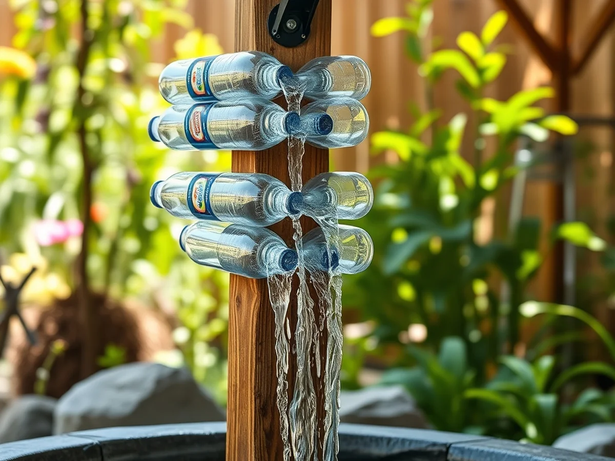 Recycled Bottle Waterfall - 17 Homemade Water Fountain Ideas for Garden Oasis