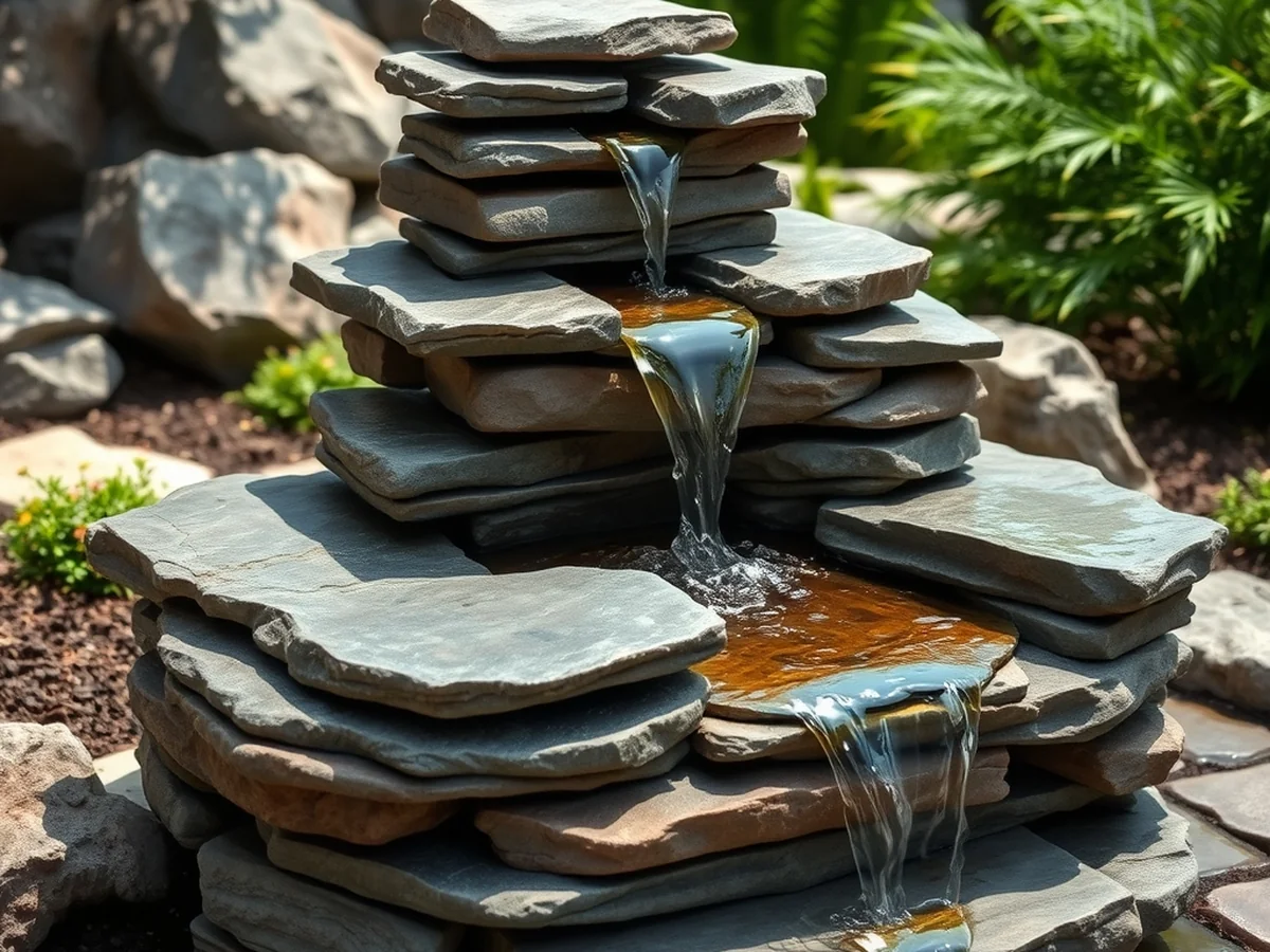 Tiered Stone Fountain - 17 Homemade Water Fountain Ideas for Garden Oasis