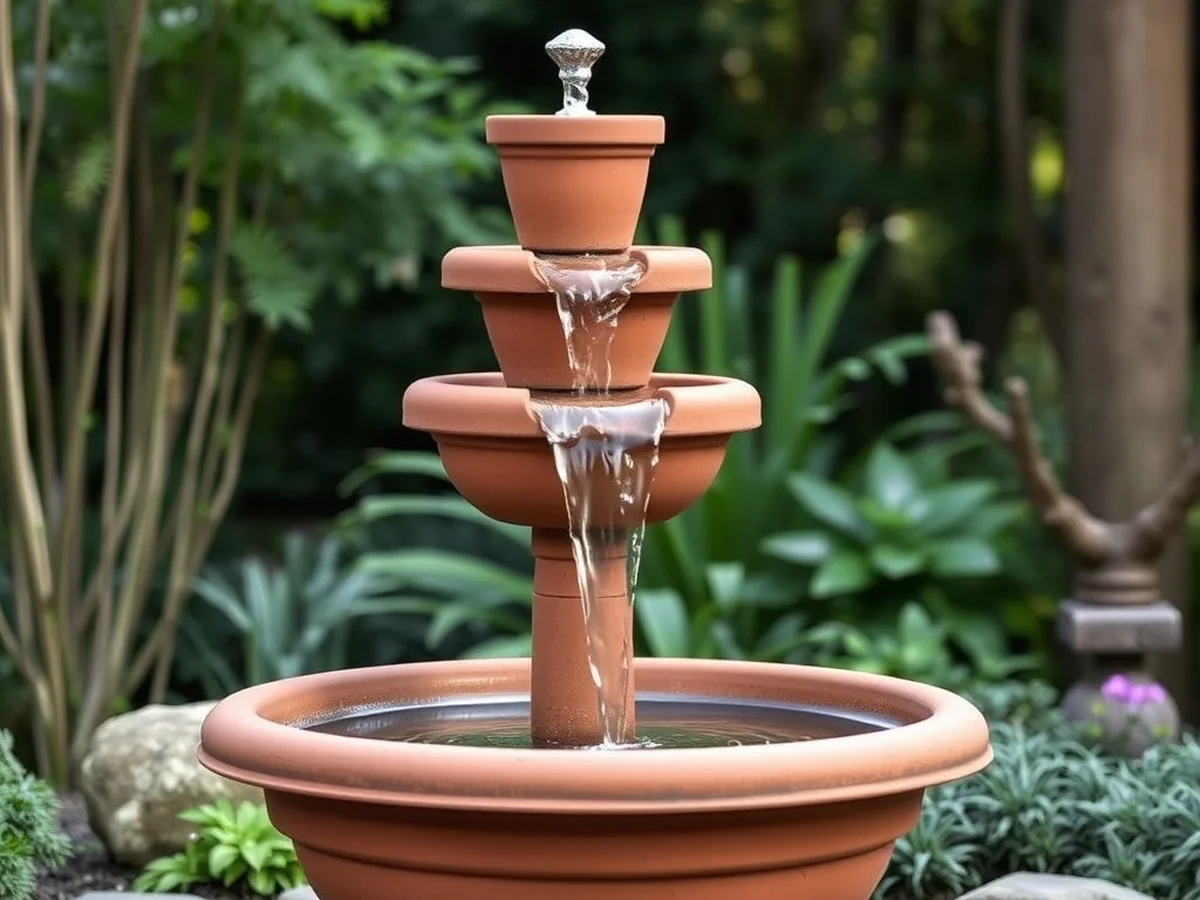 Tiered Terracotta Pots - 17 Homemade Water Fountain Ideas for Garden Oasis