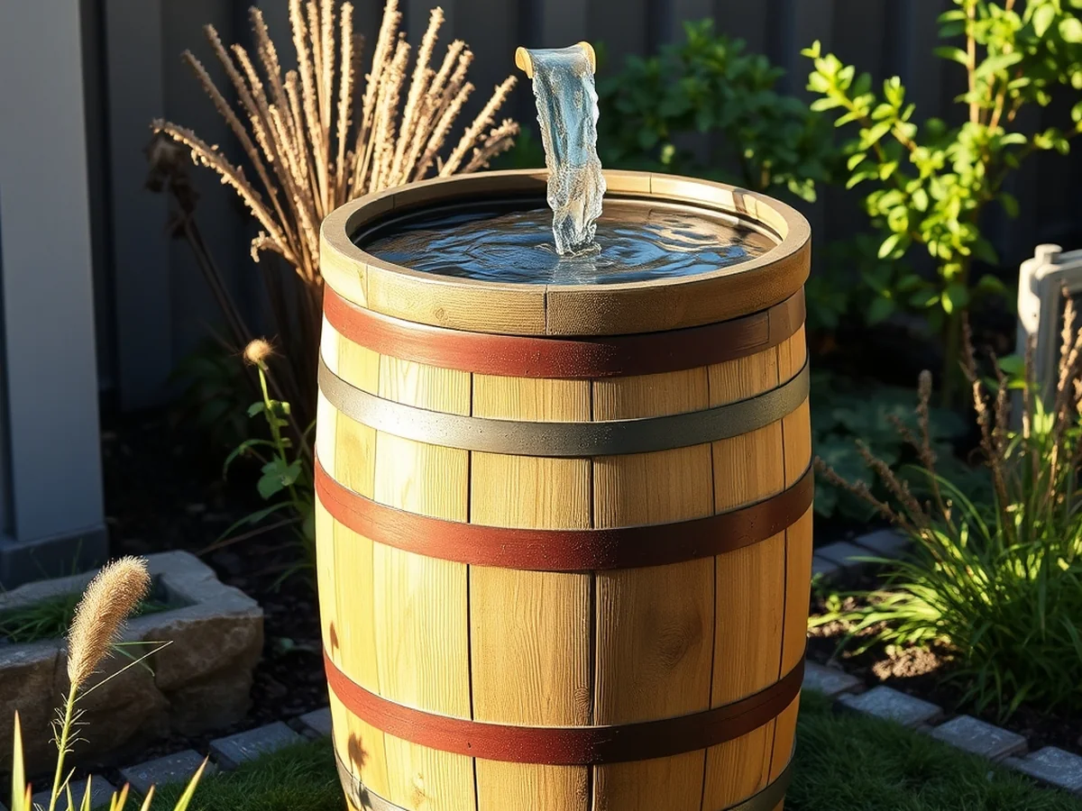 Upcycled Rain Barrel - 17 Homemade Water Fountain Ideas for Garden Oasis
