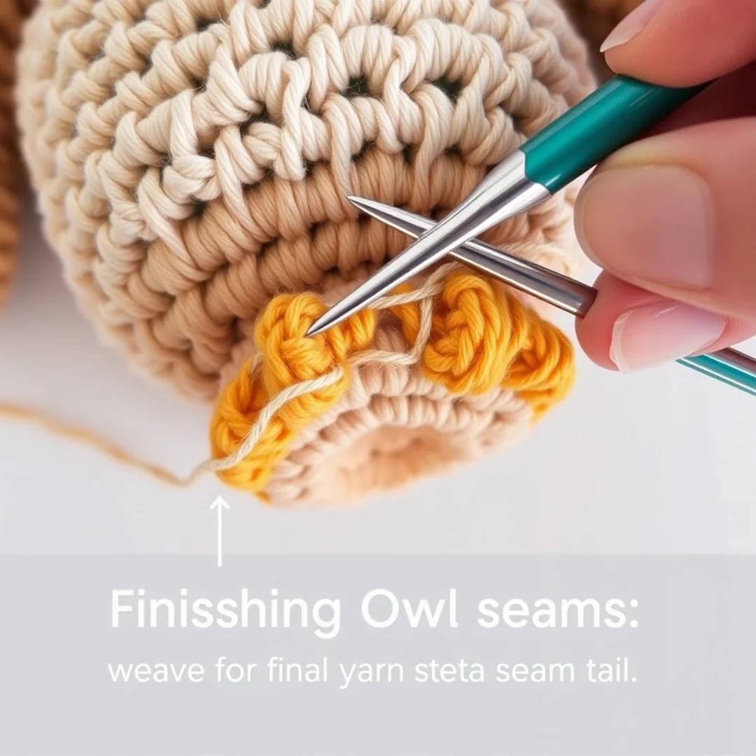 Finishing Owl Seams - 17 Owl Crochet Pattern Free Cute Amigurumi Beginner Ideas