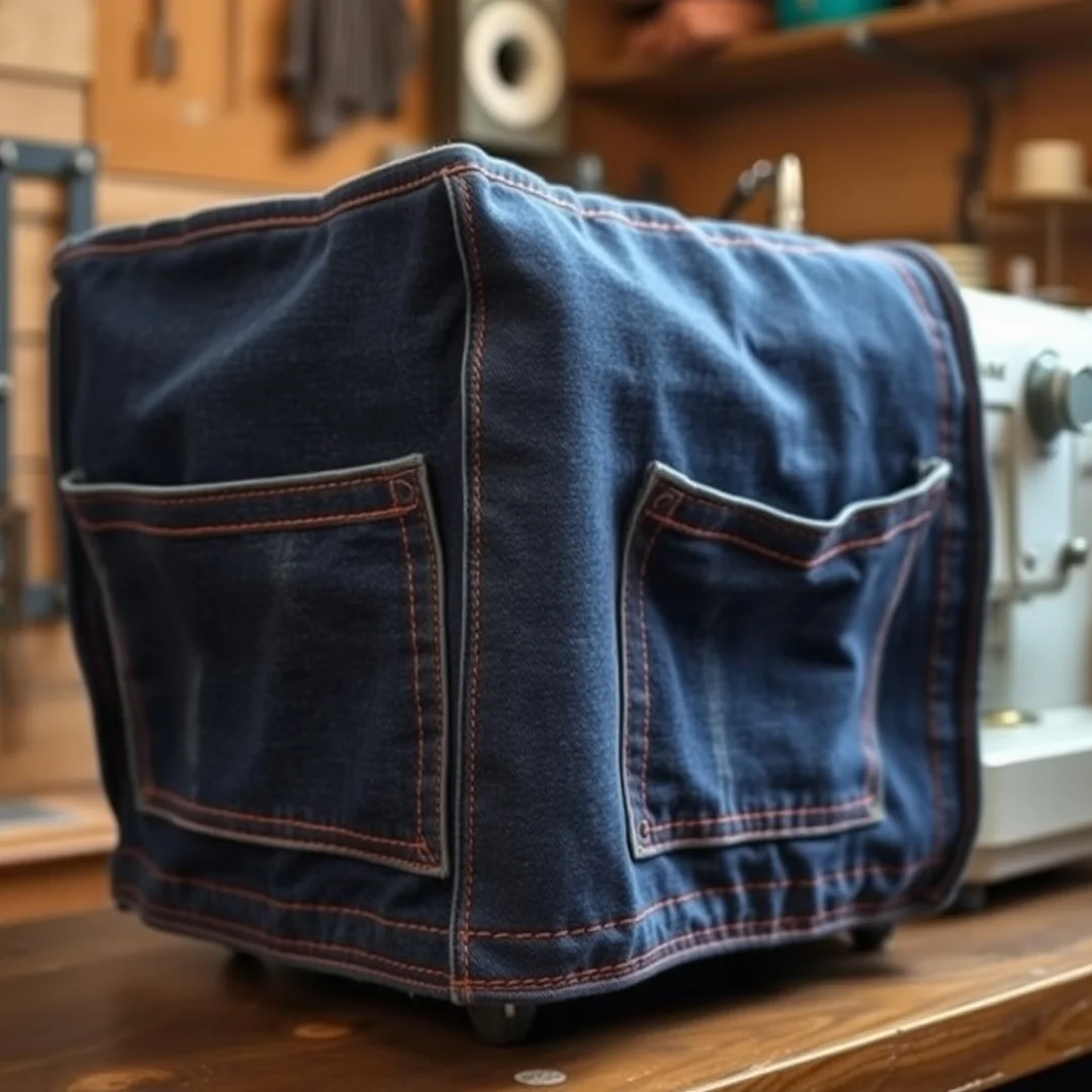 Upcycled Denim Cover - 17 Sewing Machine Cover Ideas How to Sew One Yourself
