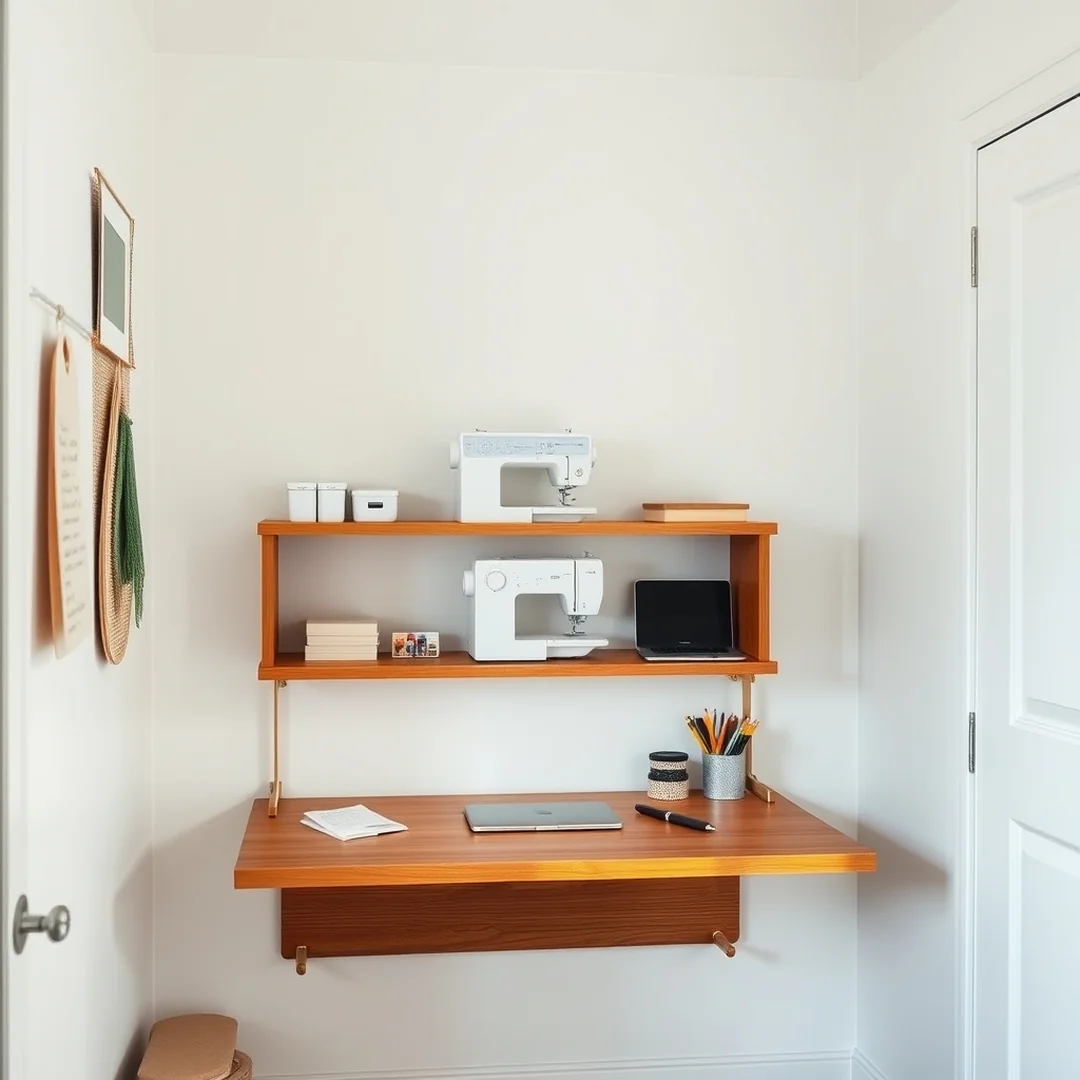 Fold Down Desk - 17 Small Sewing Room Ideas for Spacious Organized Setup