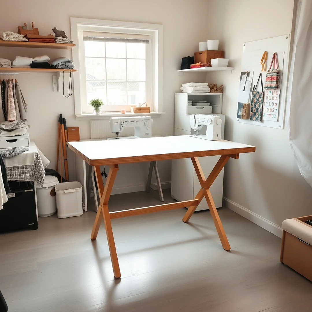 Compact Cutting Table - 17 Small Sewing Room Ideas for Spacious Organized Setup