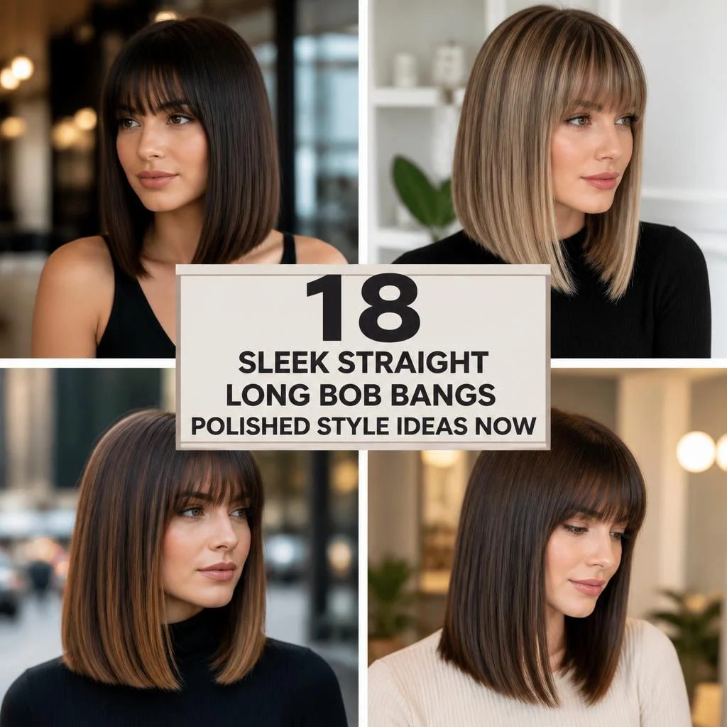 18 Sleek Straight Long Bob Bangs Polished Style Ideas Now