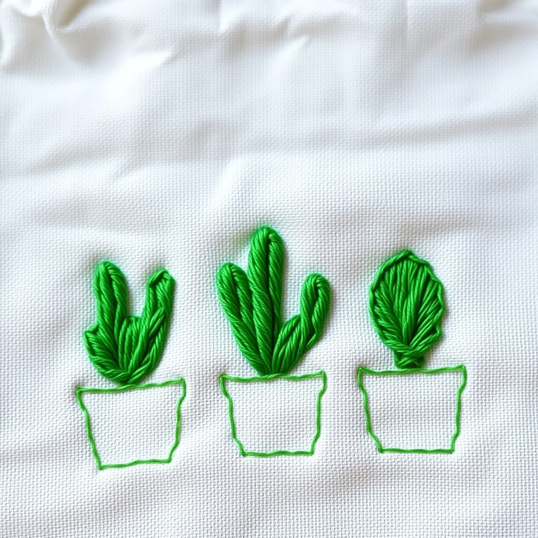 Easy Cactus Trio - 18 Beginner Embroidery Patterns Easy Beautiful Designs