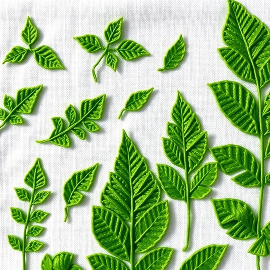 Leaf Pattern Variations - 18 Beginner Embroidery Patterns Easy Beautiful Designs