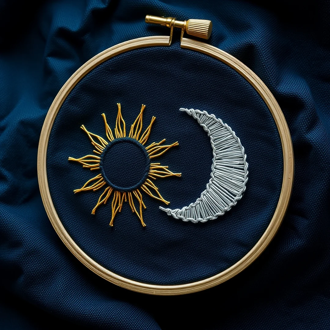 Sun and Moon Icons - 18 Beginner Embroidery Patterns Easy Beautiful Designs
