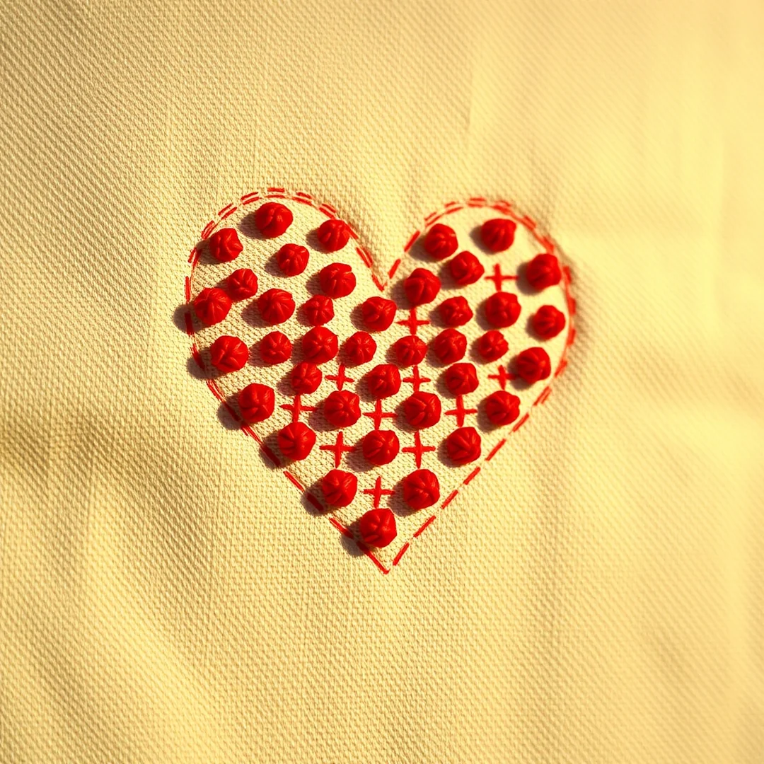 Polka Dot Heart Design - 18 Beginner Embroidery Patterns Easy Beautiful Designs