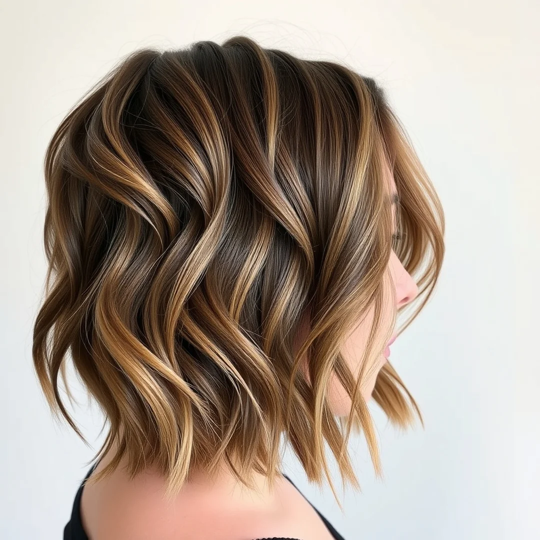 Wavy Layered Crop - 18 Chic Short Brown Hairstyles Highlights Modern Look Now