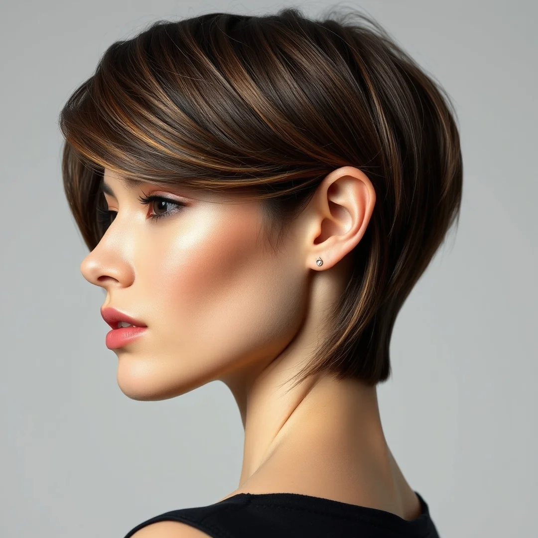 Asymmetrical Short Cut - 18 Chic Short Brown Hairstyles Highlights Modern Look Now