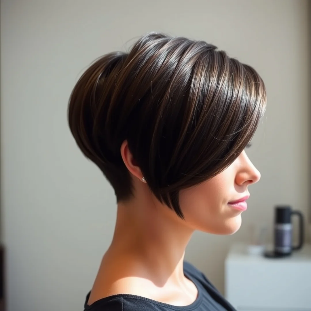Elegant Tapered Cut - 18 Chic Short Brown Hairstyles Highlights Modern Look Now