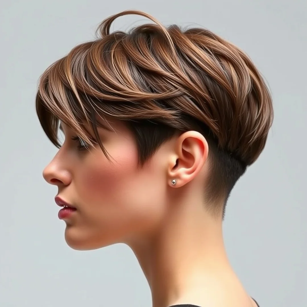 Modern Undercut Pixie - 18 Chic Short Brown Hairstyles Highlights Modern Look Now