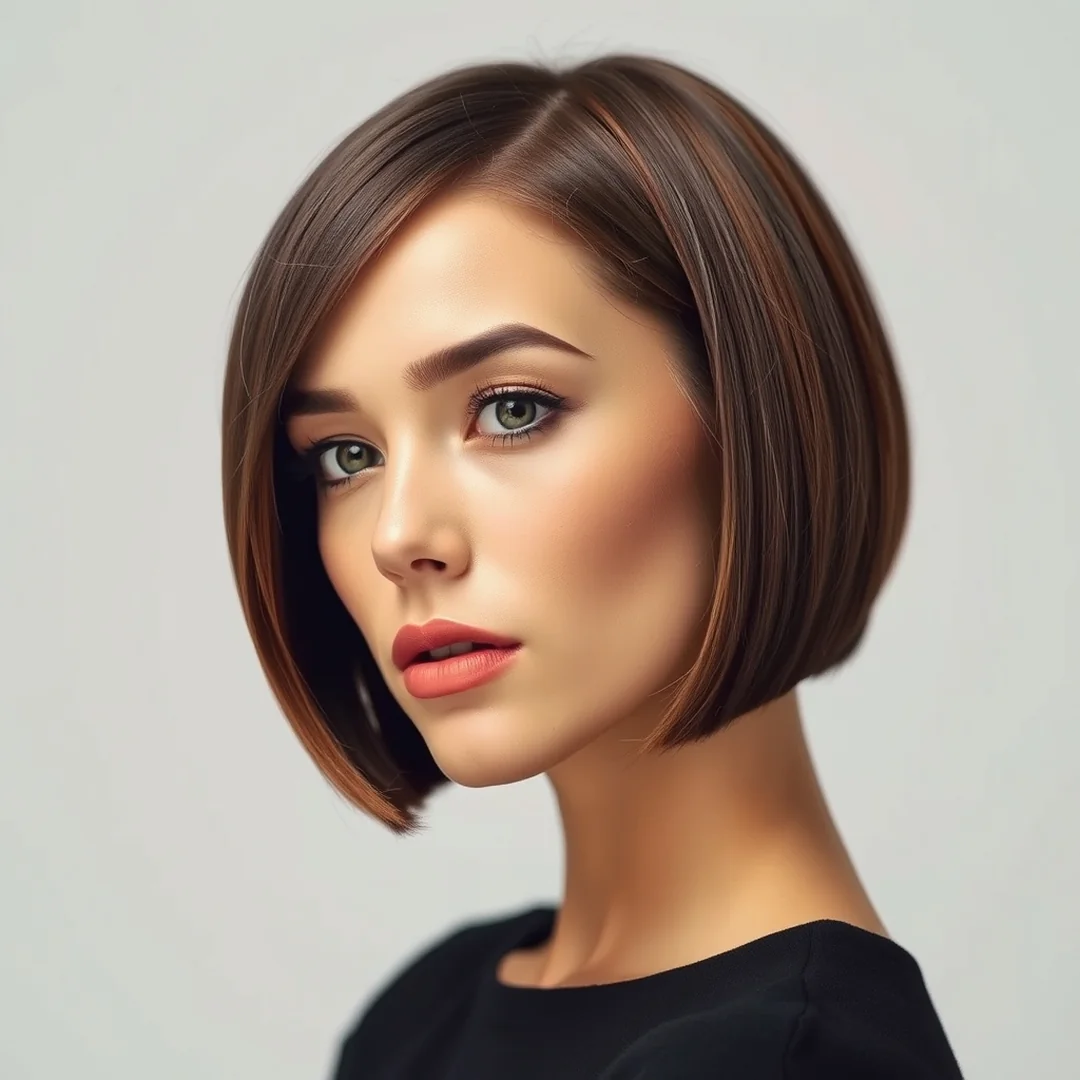 Face Framing Money Piece - 18 Chic Short Brown Hairstyles Highlights Modern Look Now