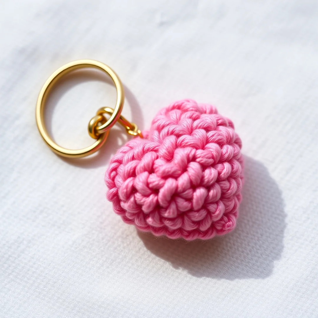 Mini Puff Heart - 18 Crochet Heart Keychain Designs Cute Romantic DIY Ideas