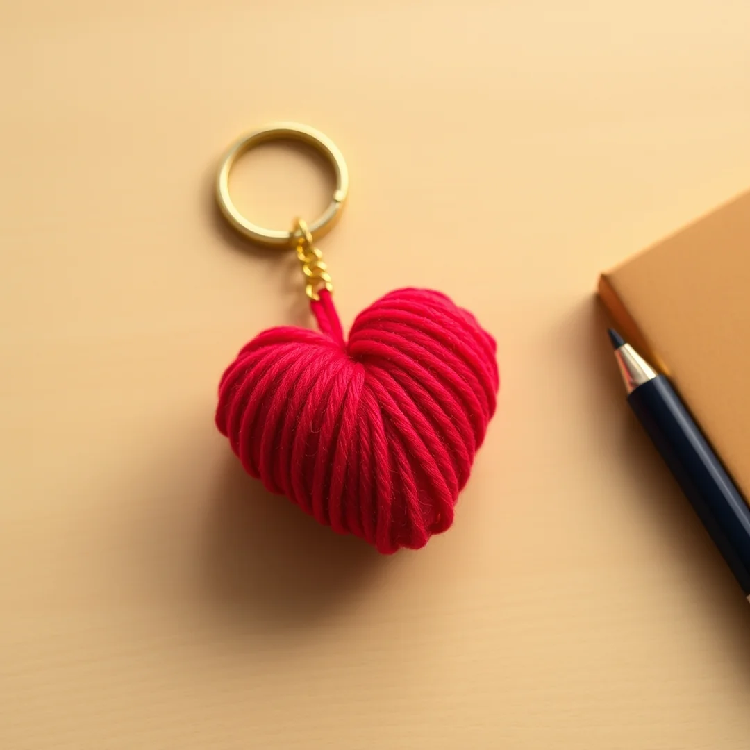 Velvet Yarn Heart - 18 Crochet Heart Keychain Designs Cute Romantic DIY Ideas