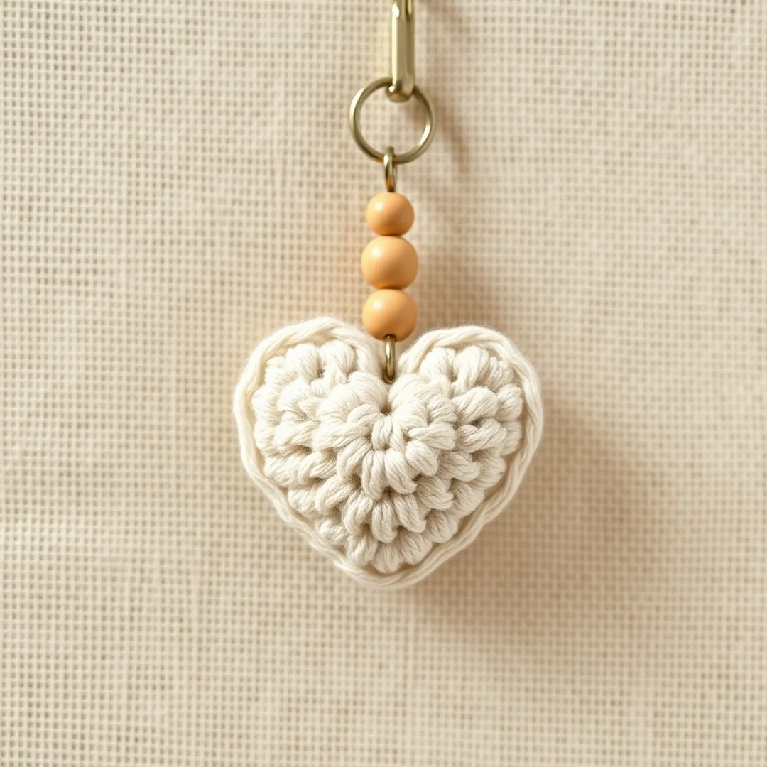 Beaded Heart Charm - 18 Crochet Heart Keychain Designs Cute Romantic DIY Ideas