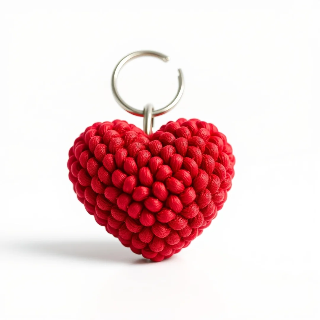 Textured Bobble Heart - 18 Crochet Heart Keychain Designs Cute Romantic DIY Ideas