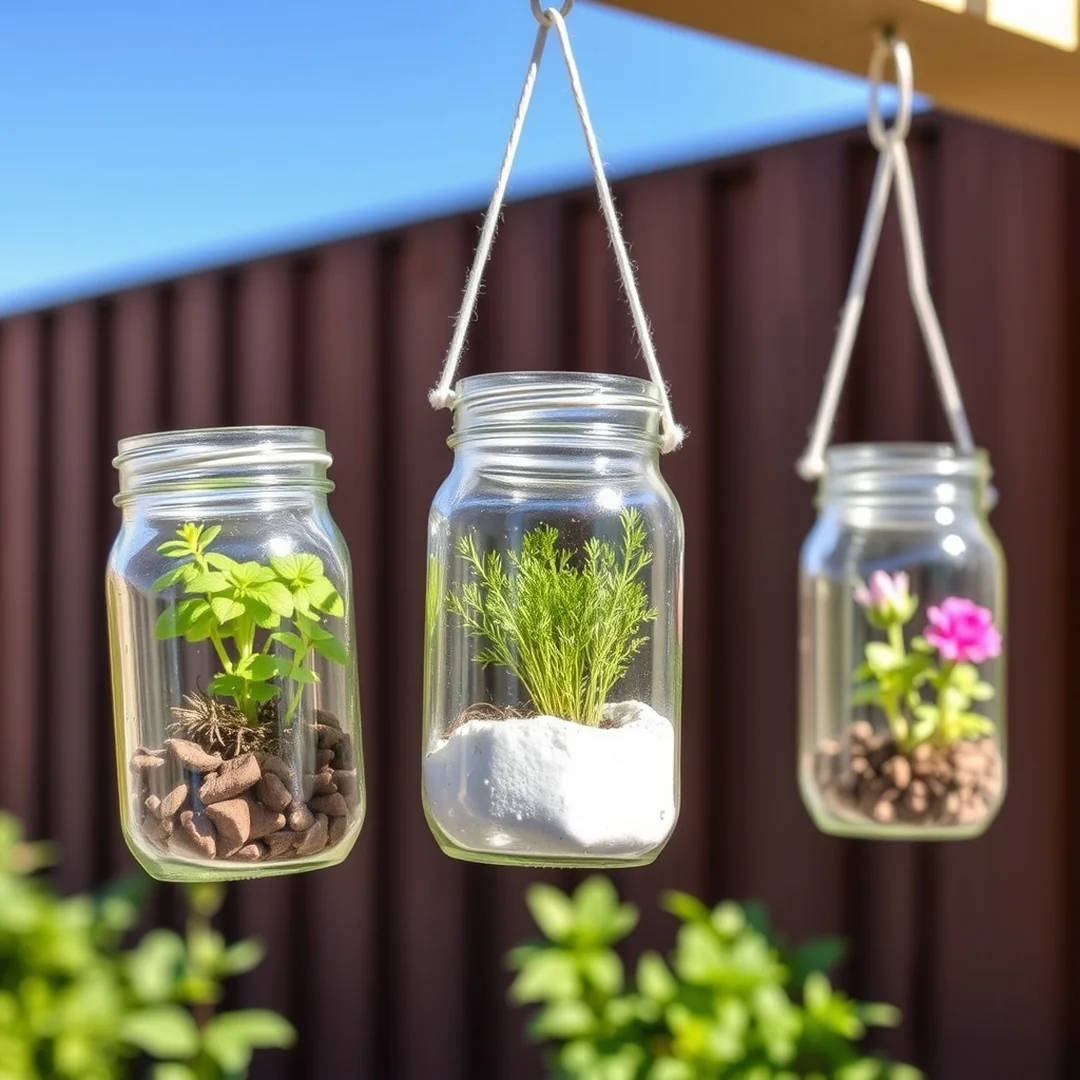 Hanging Mason Jar Herb Gardens - 18 DIY Container Gardening Ideas for Small Spaces Home