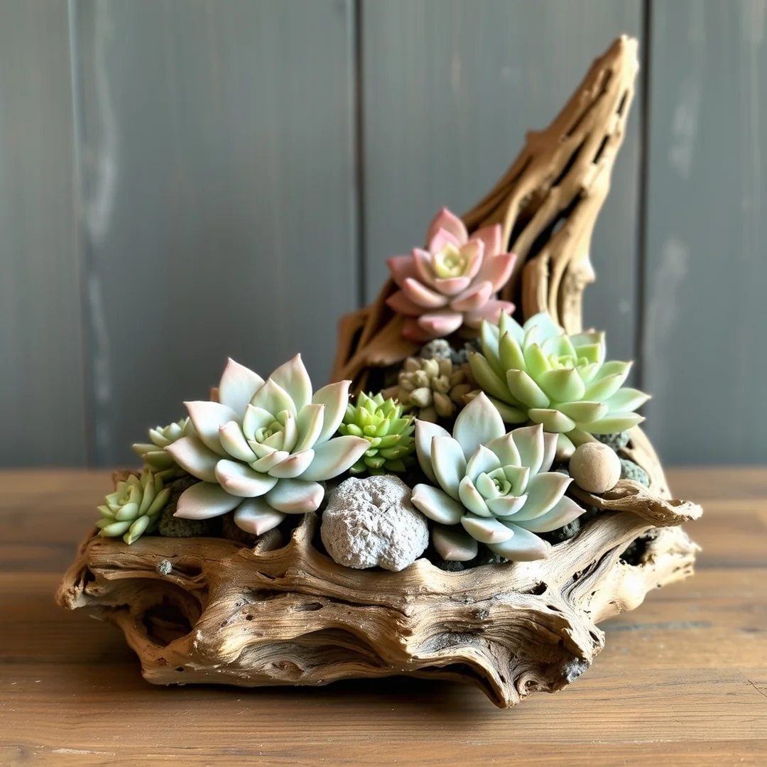 Succulent Driftwood Displays - 18 DIY Container Gardening Ideas for Small Spaces Home