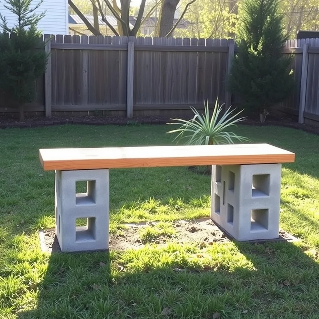 Cinder Block Bench - 18 DIY Patio Furniture Set Ideas for Backyard Style