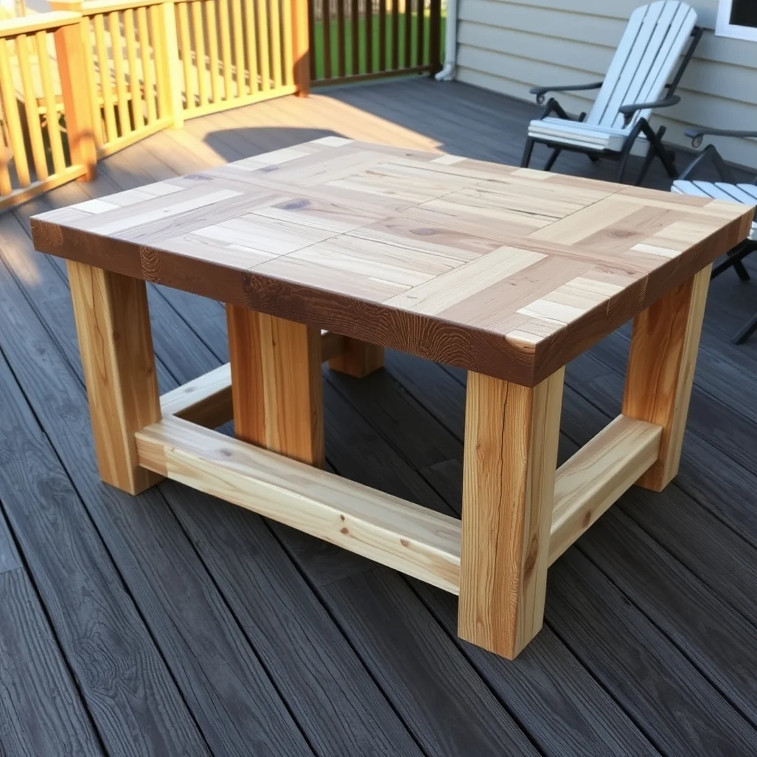 Rustic Wood Table - 18 DIY Patio Furniture Set Ideas for Backyard Style