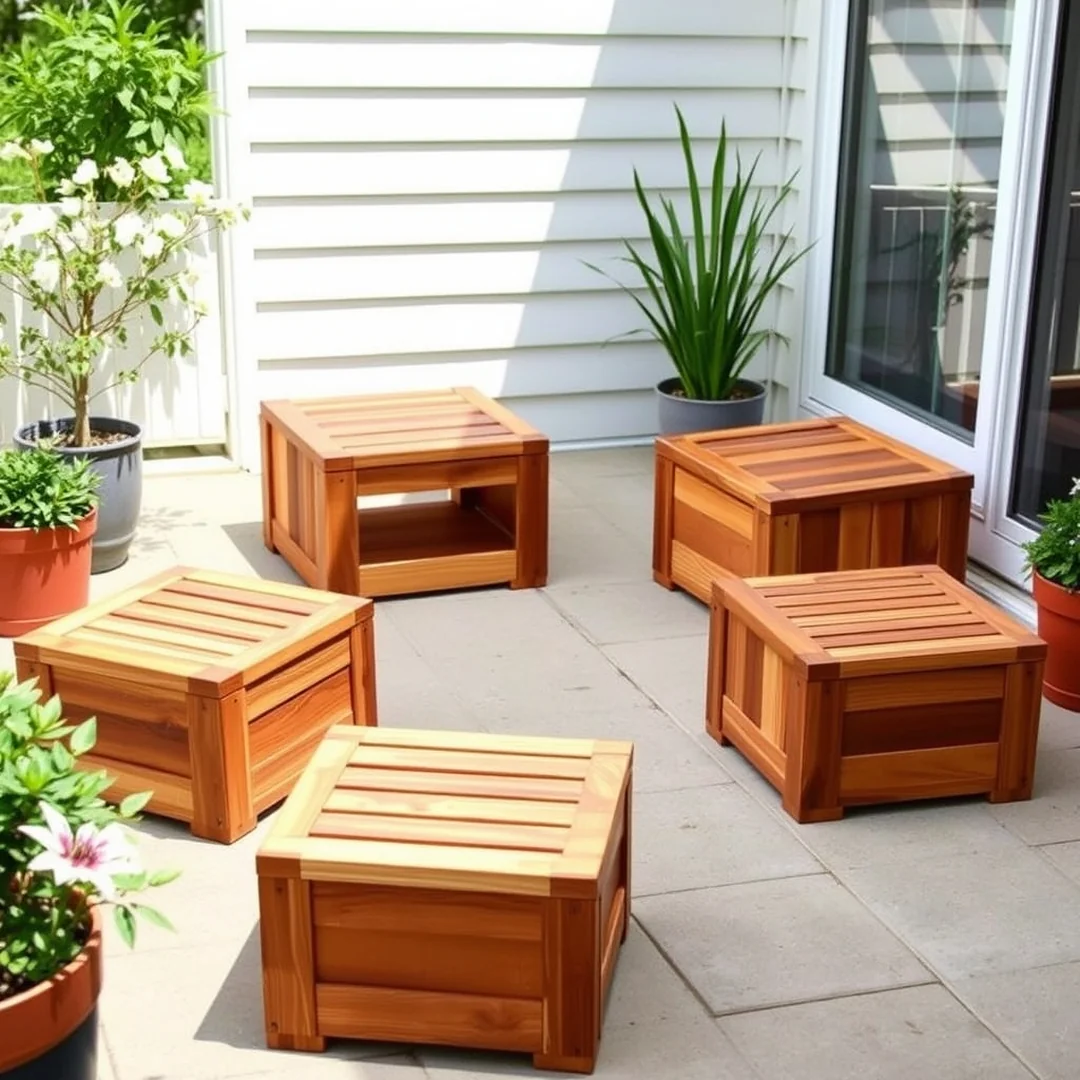 Space Saving Ottomans - 18 DIY Patio Furniture Set Ideas for Backyard Style