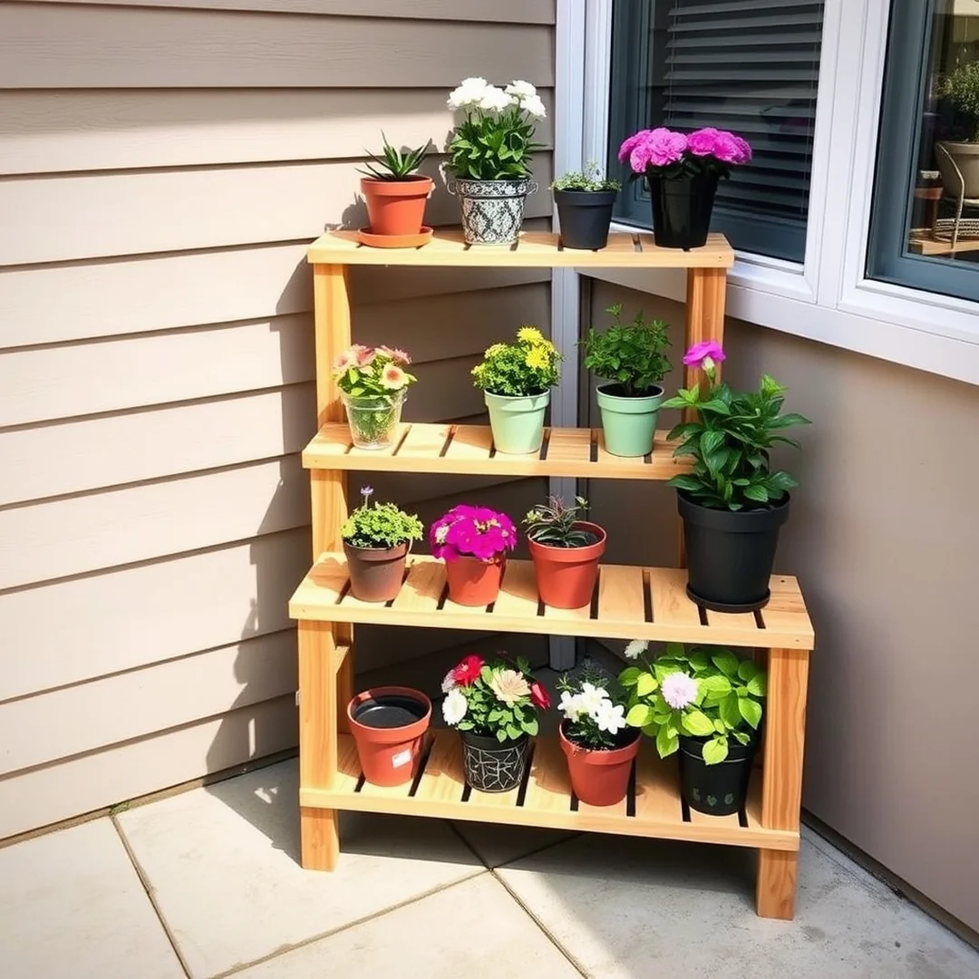 Tiered Plant Stand - 18 DIY Patio Furniture Set Ideas for Backyard Style