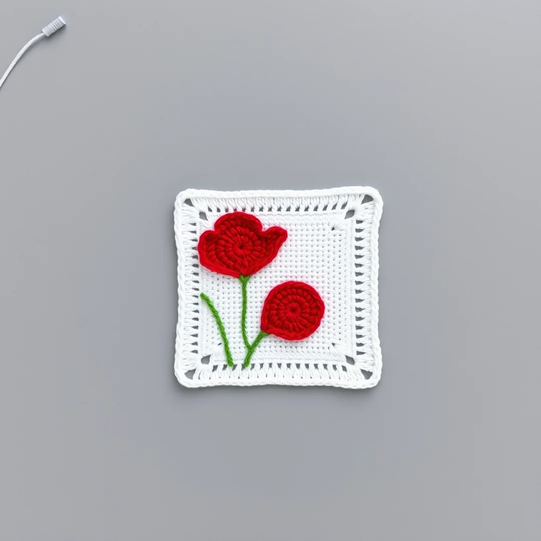 Poppy Motif Chart - 18 Flower Crochet Grid Pattern Ideas for Handmade Designs