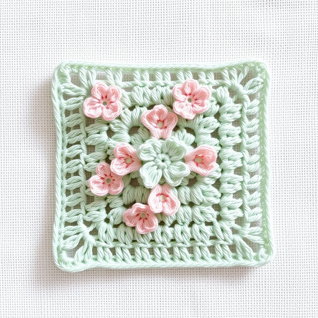 Cherry Blossom Grid - 18 Flower Crochet Grid Pattern Ideas for Handmade Designs