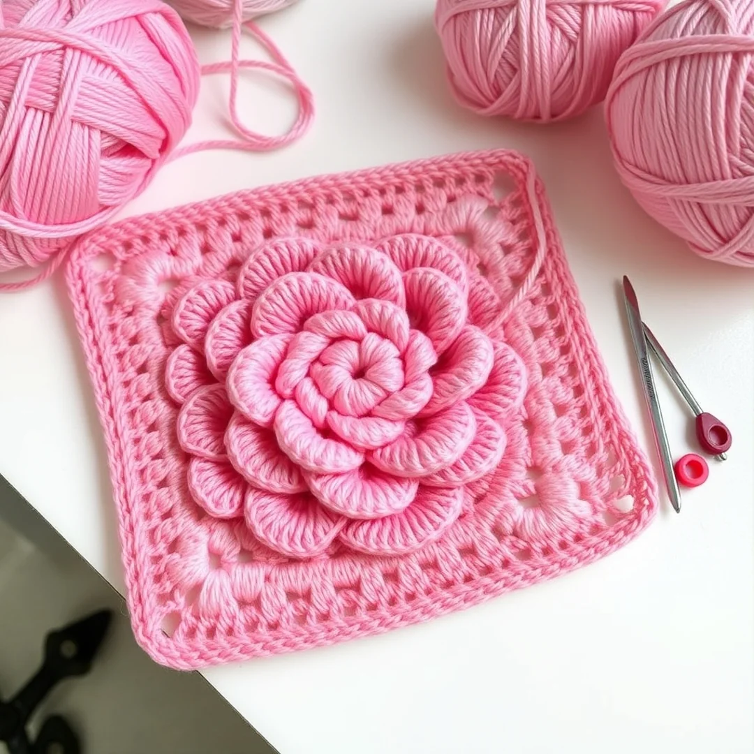Rose Grid Design - 18 Flower Crochet Grid Pattern Ideas for Handmade Designs
