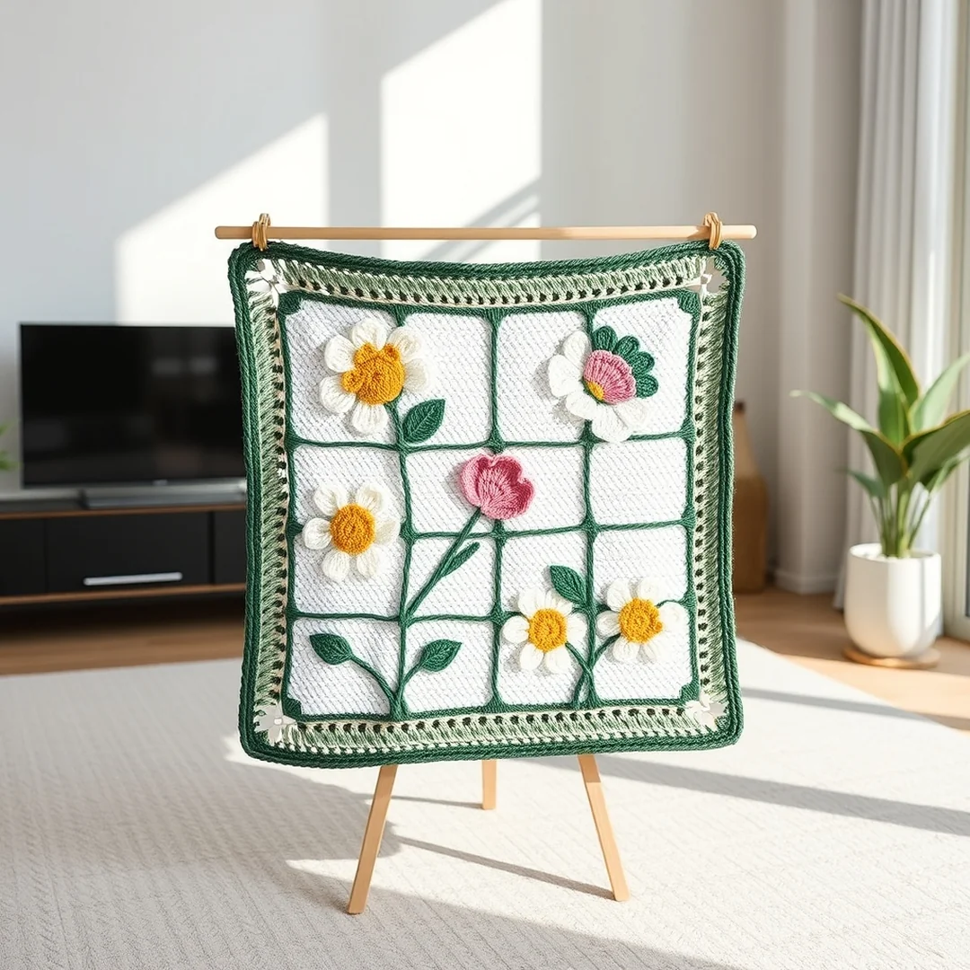 Modern Abstract Floral Grid - 18 Flower Crochet Grid Pattern Ideas for Handmade Designs