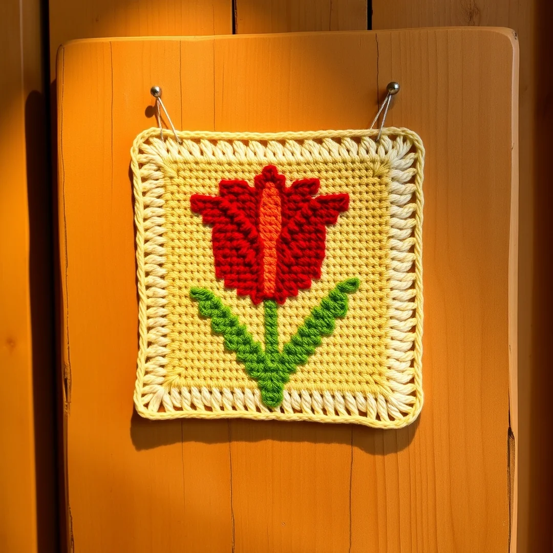 Tulip Tapestry Motif - 18 Flower Crochet Grid Pattern Ideas for Handmade Designs
