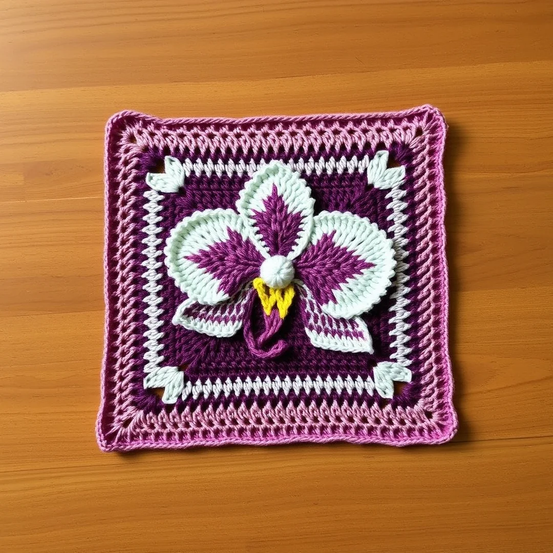 Orchid Pixel Square - 18 Flower Crochet Grid Pattern Ideas for Handmade Designs