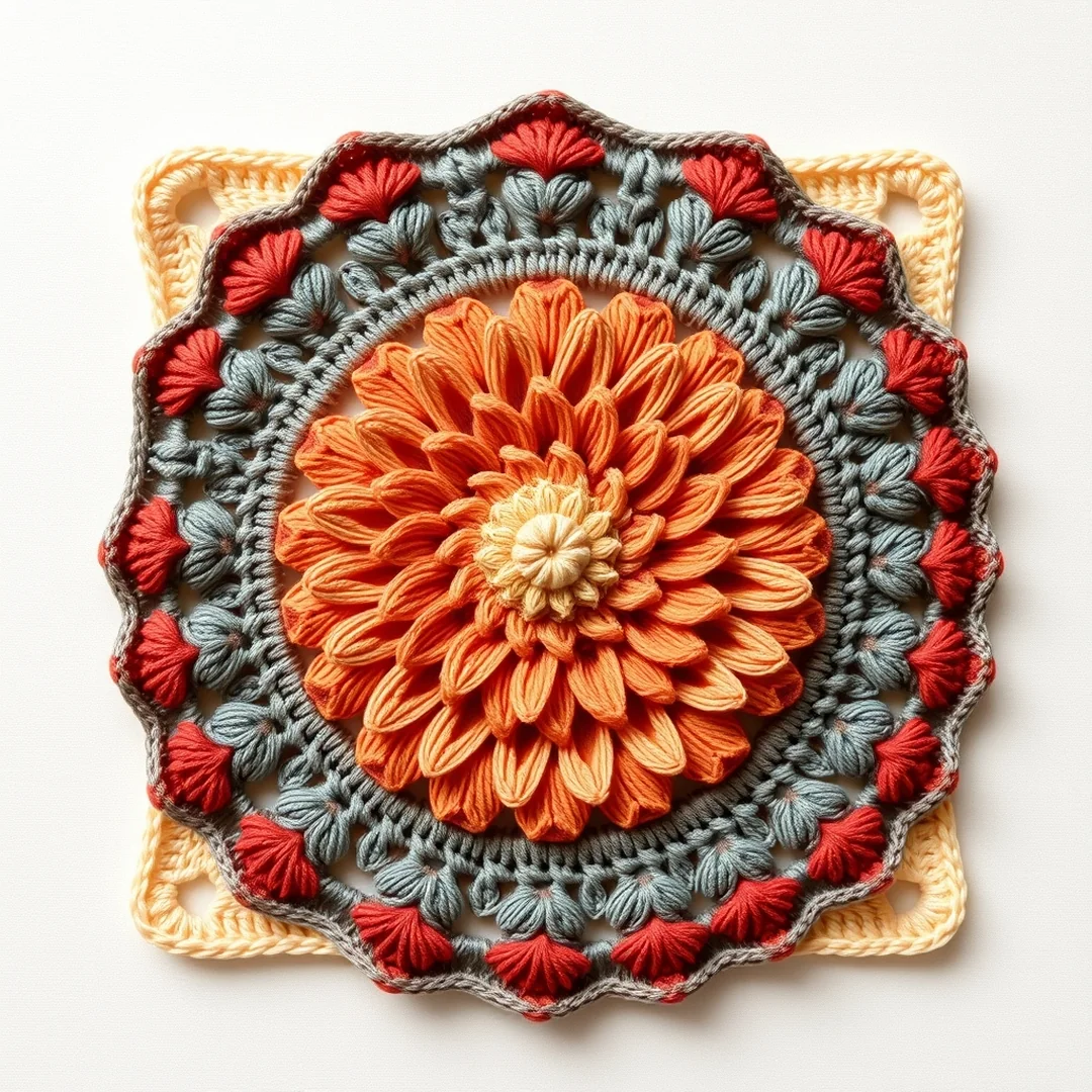 Dahlia Grid Pattern - 18 Flower Crochet Grid Pattern Ideas for Handmade Designs