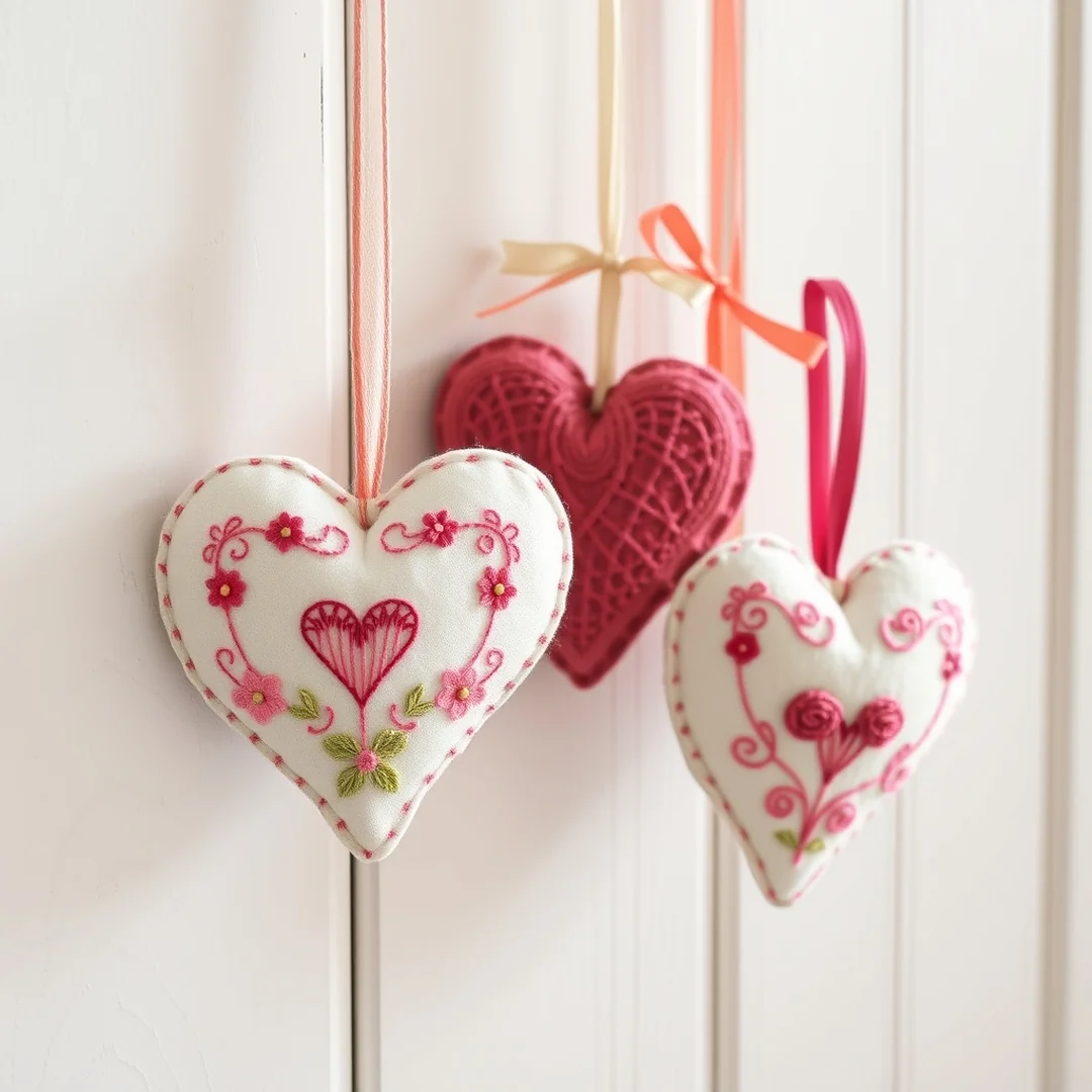 Embroidered Hanging Hearts - 18 Sewing Gift Ideas for Women That Feel Thoughtful Handmade