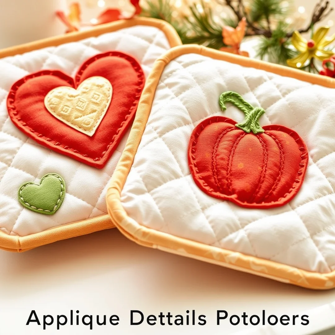 Applique Detail Potholders - 18 Sewing Hot Pad Ideas That Are Easy and Sellable