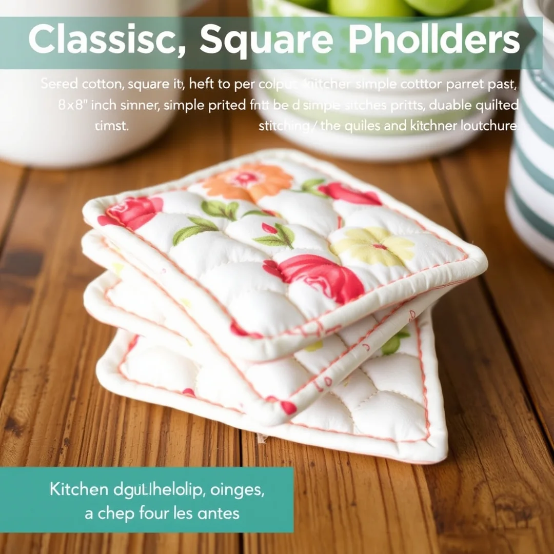 Classic Square Potholders - 18 Sewing Hot Pad Ideas That Are Easy and Sellable