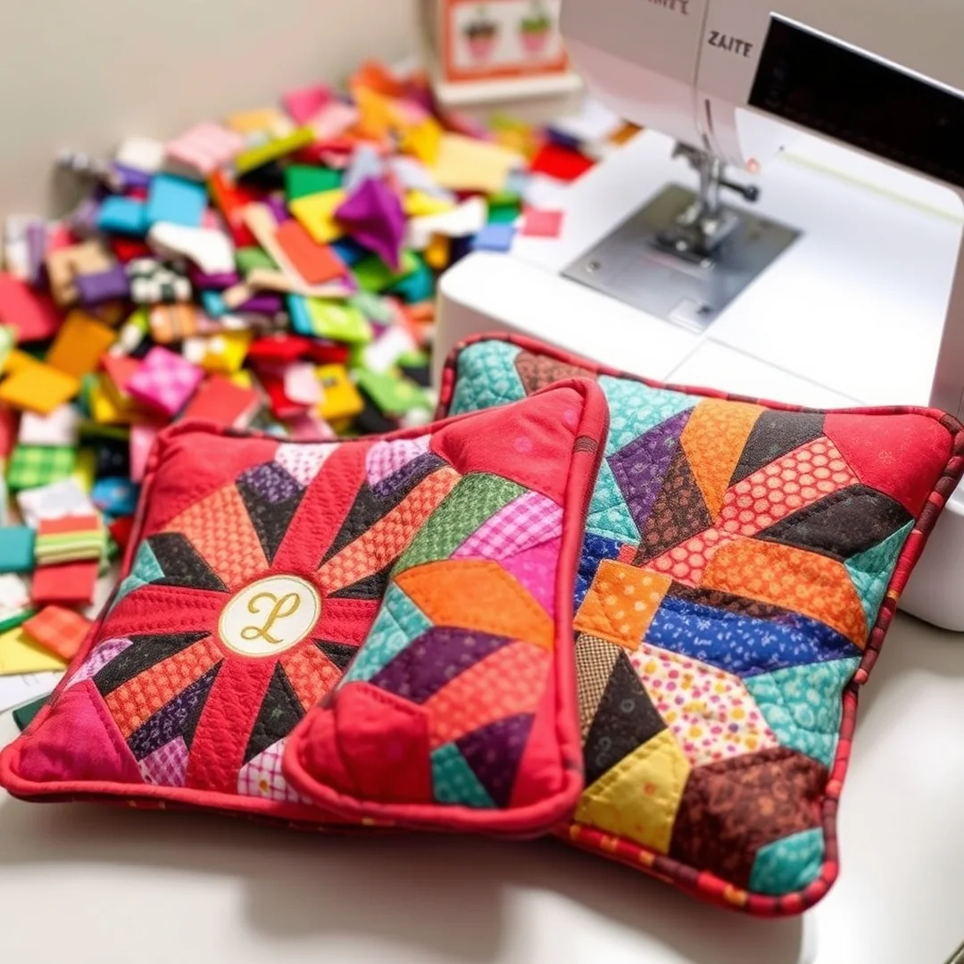 Scrappy Patchwork Pads - 18 Sewing Hot Pad Ideas That Are Easy and Sellable
