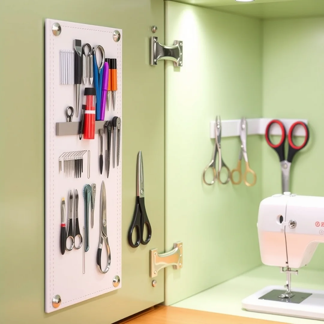 Magnetic Tool Storage Panels - 18 Sewing Machine Cabinet Ideas to Hide Clutter Smartly
